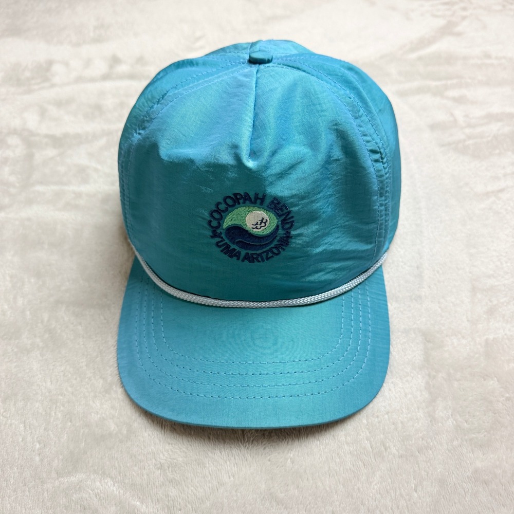 VTG Duckster Golf Rope Hat OS Teal Blue Cocopah Yuma Arizona Nylon 80s-90s USA